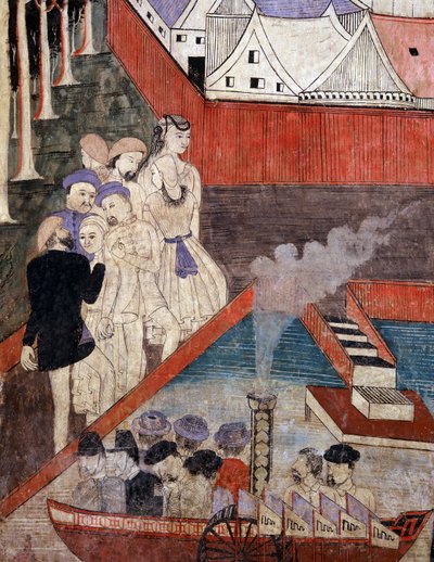 Comerciantes extranjeros y mercaderes chinos (mural) de Thai School