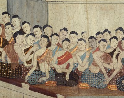Grupo de mujeres con atuendo y cabello recortado típico del 4º Reinado de Thai School