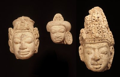 Cabezas, de Chedi Chula Pathom, Período Davaravati de Thai School