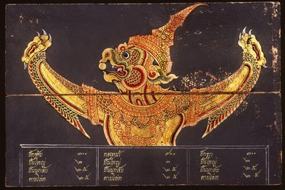 Hoja de un manuscrito sobre arte militar tailandés que representa la imagen de un Garuda, 1815 de Thai School