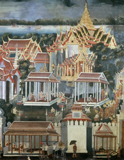 Ofrendas hechas a los monjes en el Templo del Buda Esmeralda, 1864 de Thai School