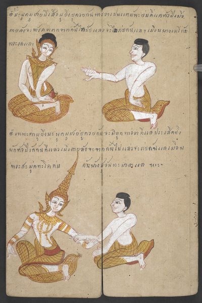 O 16455 f.19r, Combinaciones de parejas afortunadas y desafortunadas, de Phrommachat (pergamino) de Thai School