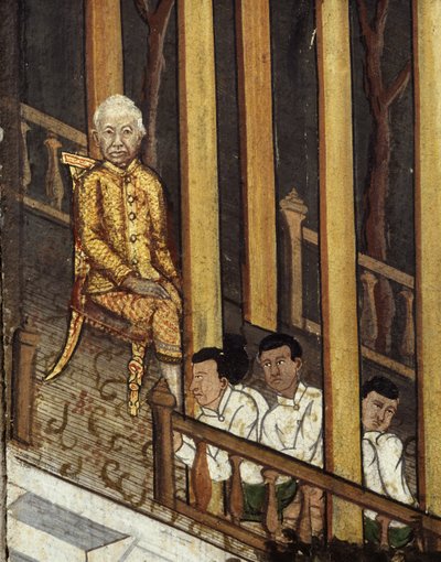 Retrato de Rama VI viendo un eclipse de sol en 1868 de Thai School
