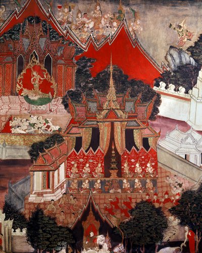 Escenas de la vida de Buda, mediados del siglo XIX de Thai School