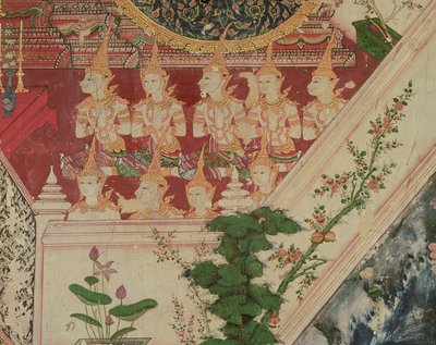 Seres sobrenaturales en adoración, Wat Suwannaram, Thonburi, 1831 de Thai School