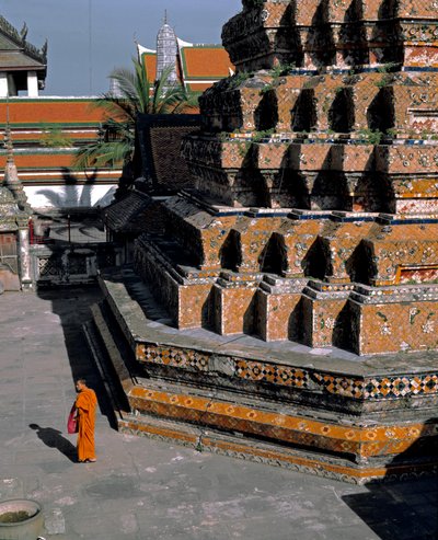 Vista del templo del Buda reclinado, c.1700 de Thai School