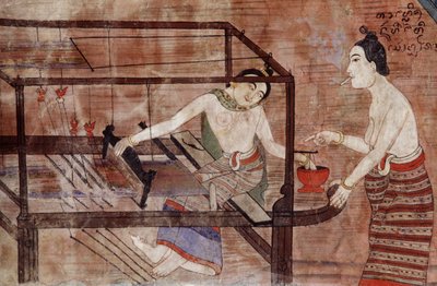Mujeres tejiendo (mural) de Thai School