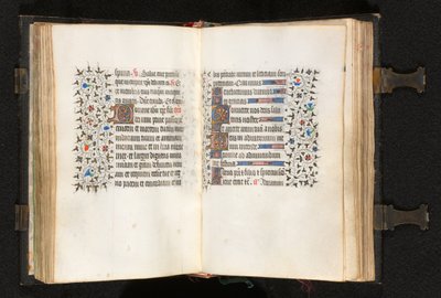 Libro de horas Uso de París: Fol. 106r, múltiples iniciales con borde decorado, c. 1420 de The Bedford Master