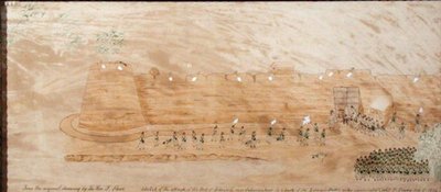 Boceto del ataque a Koonja, 3 de octubre de 1824 de The Hon. Frederick Shore