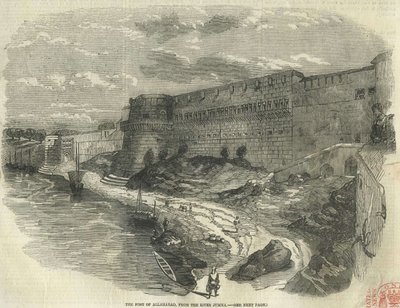 El fuerte de Allahabad, desde el río Jumna. de The Illustrated London News
