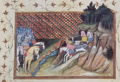 Harl 1319 f.9 MacNamara, el cacique irlandés viene a consultar con el conde de Gloucester, de la 
