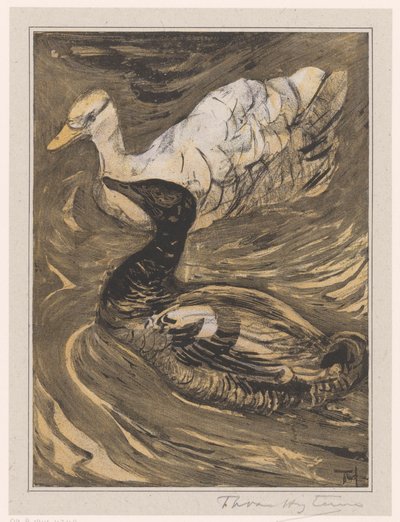Dos patos nadadores de Theo van Hoytema (signed by artist)