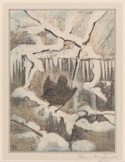 Reyezuelo en rama nevada de Theo van Hoytema (signed by artist)