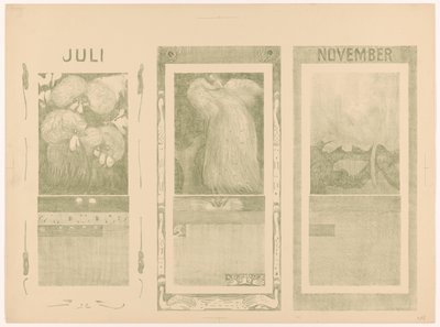 Calendarios de julio, agosto y noviembre de 1910 de Theo van Hoytema