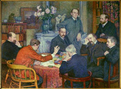 La Lectura (1903), escenificada alrededor de Emile Verhaeren (1855-1916), poeta socialista belga de Théo van Rysselberghe