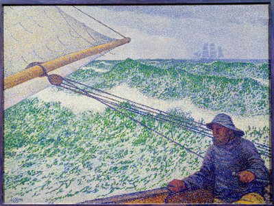 El hombre al timón. Pintura de Theo van Rysselberghe de Théo van Rysselberghe