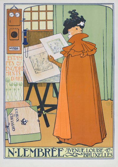 Póster publicitario de tienda de arte, Bruselas de Théo van Rysselberghe