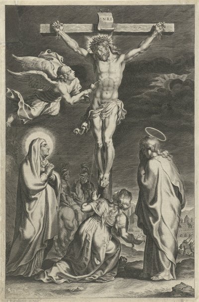 Cristo en la cruz Escenas del Antiguo y Nuevo Testamento (título de la serie) Breviarium romanum (título de la serie) de Theodoor Galle (possibly)