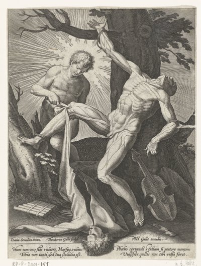 Apolo marchita a Marsyas de Theodoor Galle
