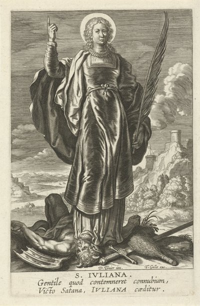heilige juliana St. Juliana (título sobre objeto) Heiligen femenino (título de la serie) Espejo Iluminado Virgen (título de la serie) de Theodoor Galle