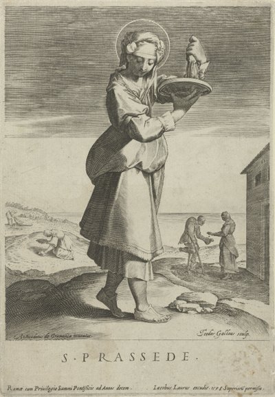 Heilige Praxedis S. Prassede (título sobre objeto) de Theodoor Galle