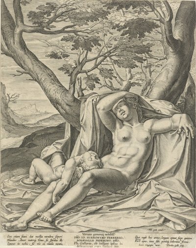 Venus y Cupido durmientes de Theodoor Galle