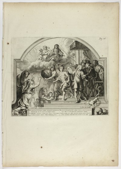 Felipe IV nombrando al príncipe Fernando gobernador de los Países Bajos, lámina 25 de Casperius Gevartius, Pompa Introitus Honori Serenissimi Principis Ferdinandi de Theodoor van Thulden