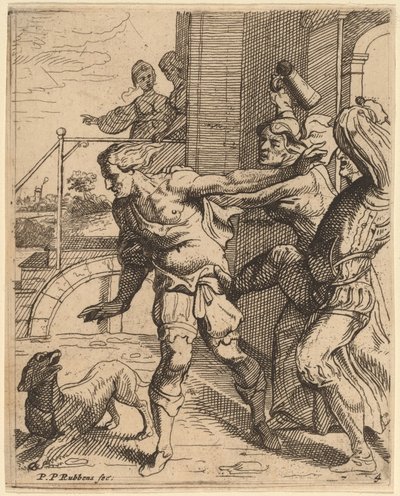 El hijo pródigo expulsado de la taberna de Theodoor van Thulden after Sir Peter Paul Rubens