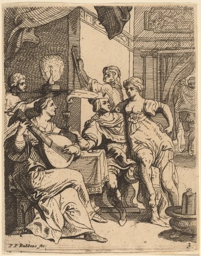 El hijo pródigo desperdiciando su sustancia en la taberna de Theodoor van Thulden after Sir Peter Paul Rubens