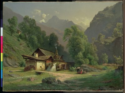 Casa del herrero en un valle, 1857 de Theodor Blatterbauer