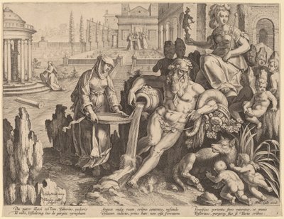 La vestal virgen Tuccia de Theodor Galle after Jan van der Straet
