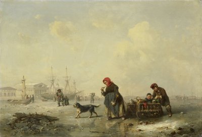 El Newa en San Petersburgo (Leningrado) en invierno de Theodor Hildebrandt