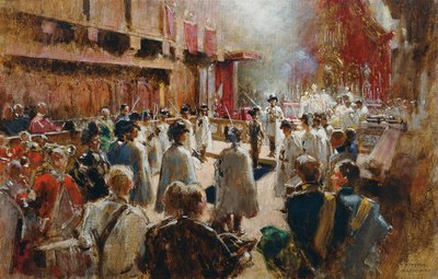 El elogio del Conde Boos-Waldeck por parte del Gran Maestre de los Caballeros Teutónicos Archiduque Eugen en la Hofkirche de Innsbruck de Theodor Josef Ethofer