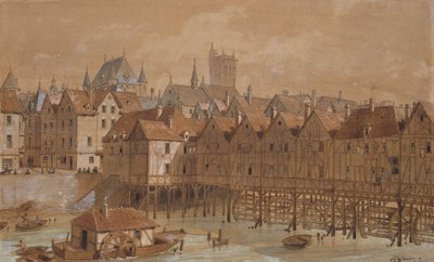 El Gran Châtelet y el Pont aux Meuniers de Theodor Josef Hubert Hoffbauer