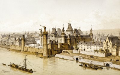 El Louvre en el siglo XVI, hacia 1880 (ilustración) de Theodor Josef Hubert Hoffbauer
