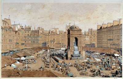 Vista de la Marche y Fuente de los Inocentes en París en el siglo XIX. Acuarela de Theodore Joseph Hubert Hoffbauer (1839-1922) Siglo XIX París, Museo Carnavalet de Theodor Josef Hubert Hoffbauer