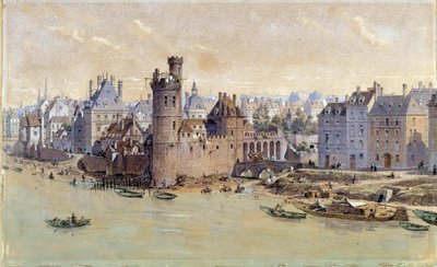 Vista de la Torre de Nesles en París en el siglo XVII de Theodor Josef Hubert Hoffbauer