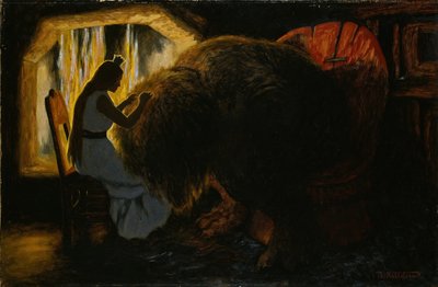 La princesa quitando piojos del troll de Theodor Kittelsen
