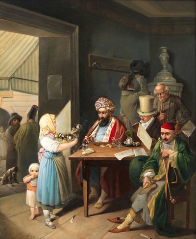 Griegos y turcos en una cafetería vienesa de Theodor Leopold Weller