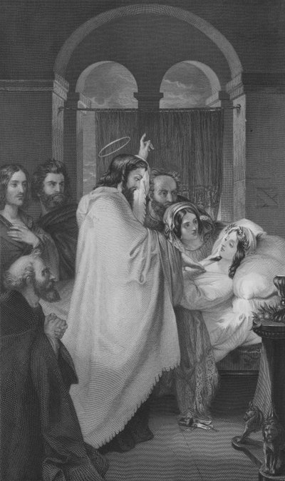 La Resurrección de la Hija de Jairo (grabado) de Theodor M. von (after) Holst