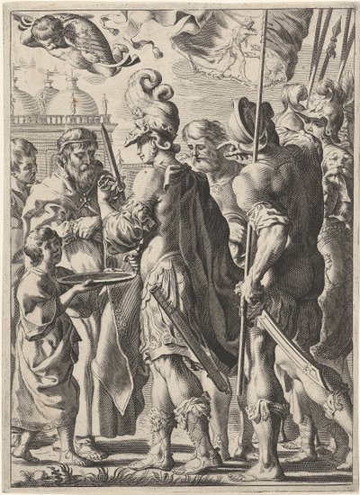 Alejandro Magno cortando el nudo gordiano de Theodor Matham