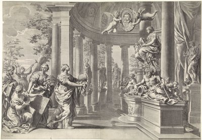 Representación alegórica: el templo de la sabiduría (Sapienta) de Theodor Matham