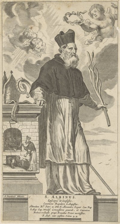 H. Albinus van Angers San Albino. Obispo y Confesor (título sobre el objeto) de Theodor Matham