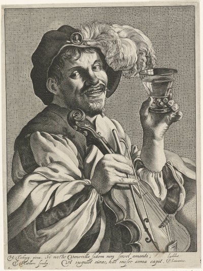 Hombre con violín y rummer de Theodor Matham