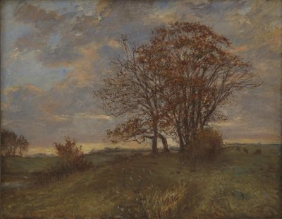 Un paisaje cerca de Borup, Zelanda. Atardecer de Theodor Philipsen