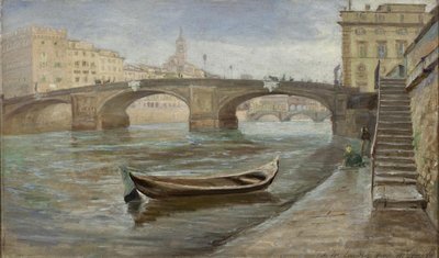 Un día nublado en Florencia cerca del Ponte Santa Trinità de Theodor Philipsen