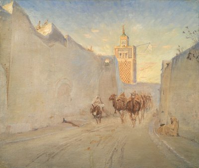Camellos en una calle de Túnez de Theodor Philipsen