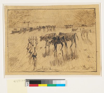 Con el sol en los ojos. Hollænderbrønden en Saltholmen, tarde de Theodor Philipsen