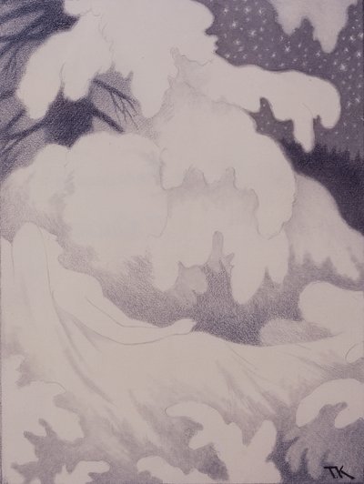 Mujer dormida en perlas y lino de Theodor Kittelsen