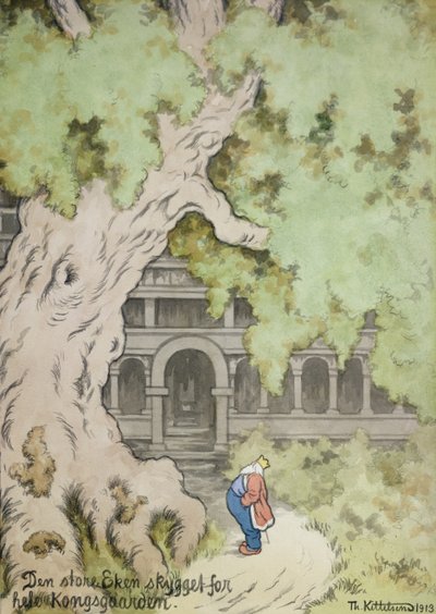 El gran roble ensombrece toda la propiedad del rey. de Theodor Kittelsen